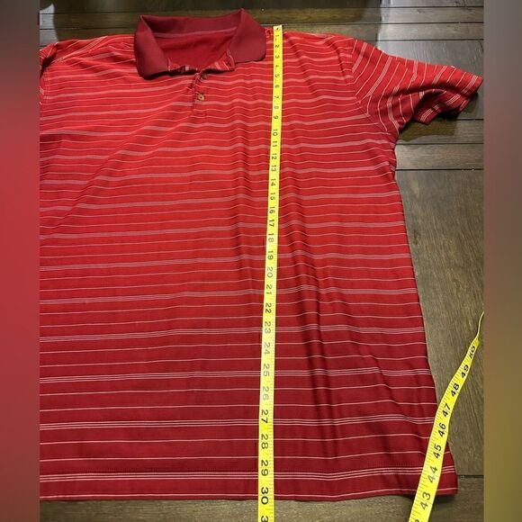 Nike FitDry Mens XXL Red Striped Short Sleeve Polo - Picture 4 of 7